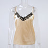 Satin Women's Shirt Mike Strap Elegant Crop Top Sexy V neck Camis Women Short Sleepwear Female Lace Top Summer Party Blusa
