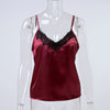 Satin Women's Shirt Mike Strap Elegant Crop Top Sexy V neck Camis Women Short Sleepwear Female Lace Top Summer Party Blusa