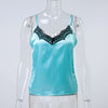 Satin Women's Shirt Mike Strap Elegant Crop Top Sexy V neck Camis Women Short Sleepwear Female Lace Top Summer Party Blusa