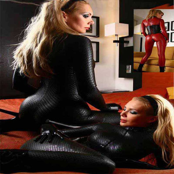 2022 Sexy Black Catwomen Jumpsuit Latex PVC Catsuit Costumes For Dance Women Body Suits Fetish Leather DS Game clothes