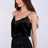 Sexy Ladies Velvet Tops Women V Neck Slim Sleeveless Lace Vest Top Tanks Camisole