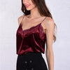 Sexy Ladies Velvet Tops Women V Neck Slim Sleeveless Lace Vest Top Tanks Camisole