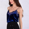 Sexy Ladies Velvet Tops Women V Neck Slim Sleeveless Lace Vest Top Tanks Camisole