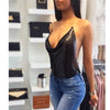 Sexy Metal Chest chain Bralette Crop Top Women Summer Halter Strapless Tops Beach Party Nightclub Gold Sequin Tank Top Cami