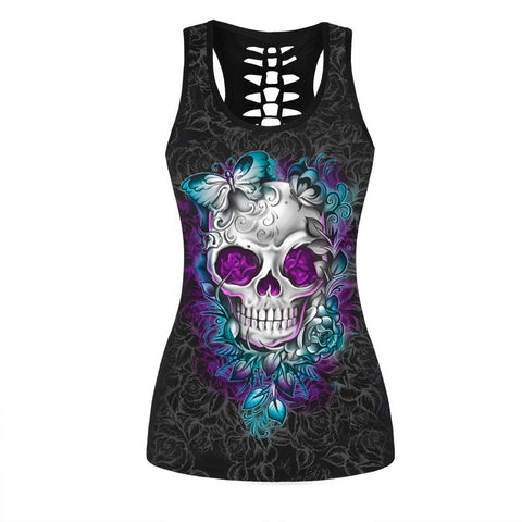 Sexy Tank top women t-shirt black vest tops 3D print skull camisole knitted polyester