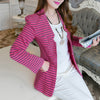 Simple Spring Autumn Long Sleeve Women Striped Blazer Jacket