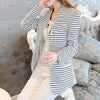 Simple Spring Autumn Long Sleeve Women Striped Blazer Jacket