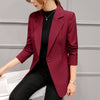 Spring Autumn Casual Suit Slim Long Sleeve Small Suit Women Blazer Jacket Wine Red/Black