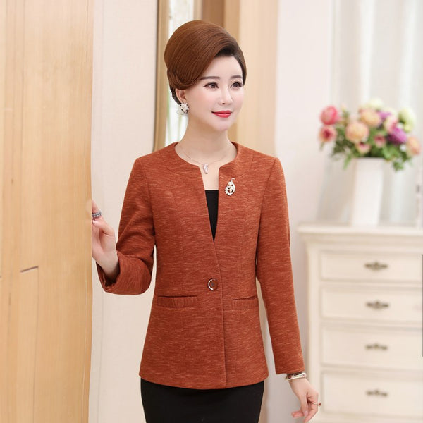 Spring Autumn New Middle-Aged Women Jacket Coat  Fashion Women Suits & Blazers Slim High Quality Blazer T14