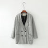 2022 Spring Autumn Plaid Long Blazer Women Double Breasted Blazer Long Sleeve Suit Jacket Female Casual Plaid Suit Loose Coat