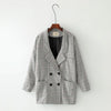 2022 Spring Autumn Plaid Long Blazer Women Double Breasted Blazer Long Sleeve Suit Jacket Female Casual Plaid Suit Loose Coat