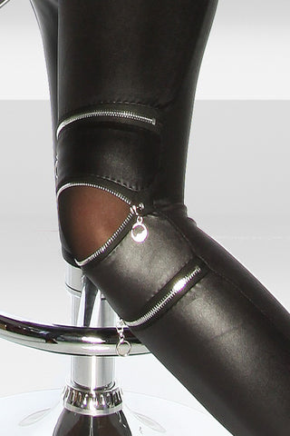 Spring Autumn Three Zipper women's leggings sexy leather leggings leather pants Female Feet Legging women's couro Clothing