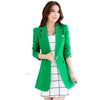 2022 Spring  Autumn Women Work Wear Small Suits Jacket Single Button Long Blazers Coats Ladies Green Outerwear For Female