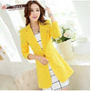 2022 Spring  Autumn Women Work Wear Small Suits Jacket Single Button Long Blazers Coats Ladies Green Outerwear For Female