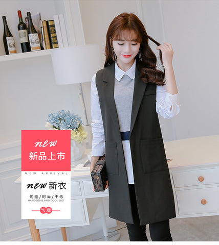Spring Autumn blazer suit Korea sleeveless Tank top cardigan Show thin suit blazer sly blue gray black suit women jacket