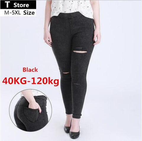 Spring Black Ripped Jeans Women Holes In Knees Tight Denim Pants Femme High-Waisted Jeans Destroyed Trousers Female