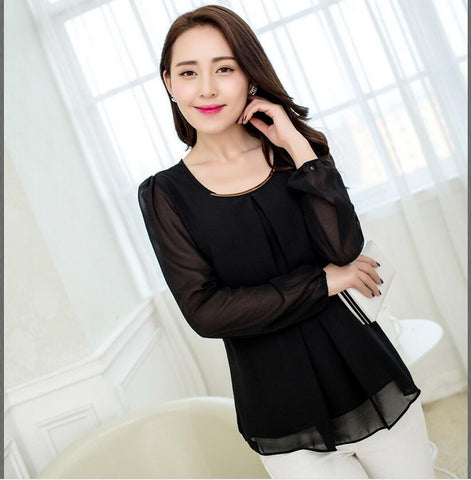 Spring Blouse New Korean Fashion Slim Plus Size Women Blouses Quality Co Blusa Chiffon Shirt Clothing Vestidos YFF6069