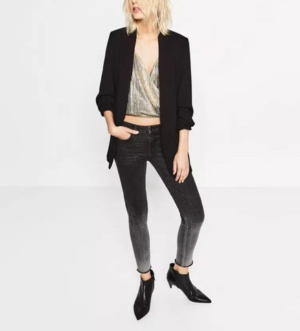 Spring Fashion Red Blazer Women office Puff Sleeve Workwear Blazer Three Quarter Ladies Blazer feminino