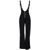 Spring Fashion Women Dungarees Overalls Bell-bottomed High Waist O-ring Zipper Front Flared Casual Jumpsuits Pants Trousers