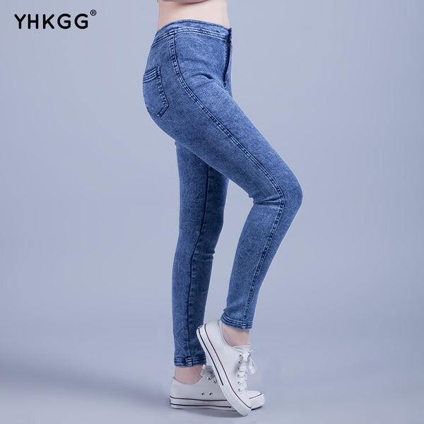 Spring High Waist Jeans For Women Casual Stretch Female Pencil Jeans Lady Vintage Denim Pants Slim Elastic Skinny Trousers