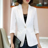 2022 Spring New blazer women fashion casual slim half sleeve white jacket office ladies plus size coat