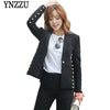 Spring Solid Black Women Blazers Chic Perls Korean Style Casual Long Sleeve Slim Elegant Jacket Suit Streetwear AO520