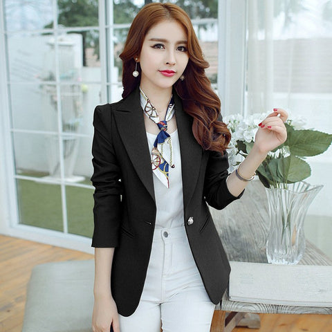Spring Summer Korean Style Blazer Feminino Manga Longa Fashion Office Suits Short Women Blazers and Jackets KMETRA YJZ158
