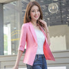 Spring Summer New Korean Suit Women 3 Quarter Sleeve Slim  Blazer Jacket Pocket