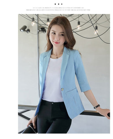 Spring Summer New Small Suit  Commuter One Buckle Blazer Jacket Office Lady Temperament Capable