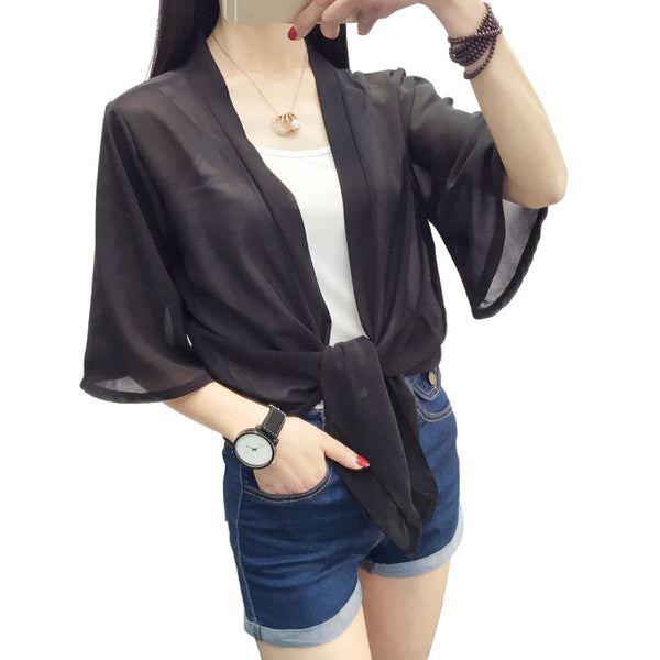 Spring Summer Short Section Of Small Cape Coat Female Silk Knit Cardigan Thin Sunscreen Sleeveless Shirt