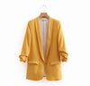 Spring Summer Thin Solid Blazers Jacket Long Sleeved Open Stitch Blazers Lady Loose Oversized Coat Streetwear JT045