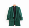 Spring Summer Thin Solid Blazers Jacket Long Sleeved Open Stitch Blazers Lady Loose Oversized Coat Streetwear JT045