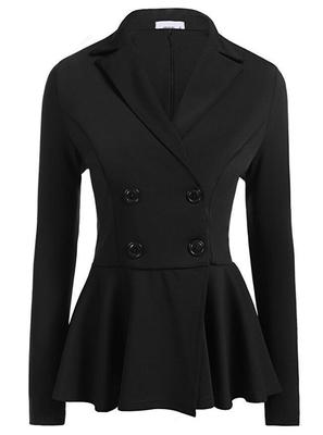 2022 Spring Women Double Breasted Goth Blazers Slim Waist Jacket Pleated Plus Size Ladies Long Sleeve Fashon Work Business Top
