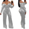 2022 Spring Women Jumpsuits Off Shoulder Rompers Elegant Work Office Overalls With Belt Long Sleeve Loose Outfit WS5490C