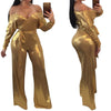 2022 Spring Women Jumpsuits Off Shoulder Rompers Elegant Work Office Overalls With Belt Long Sleeve Loose Outfit WS5490C