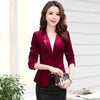 2022 Spring Women Velvet jacket  Formal Slim Velvet Blazer Long Sleeve Elegant Short Coat Red Green Blue Fashion Y1124