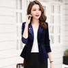 2022 Spring Women Velvet jacket  Formal Slim Velvet Blazer Long Sleeve Elegant Short Coat Red Green Blue Fashion Y1124