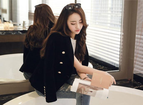 Spring and Autumn new Slim gold velvet small suit jacket female leisure blazer