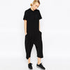 Summer Black Rompers Women Jumpsuit Elegant Side Pocket Loose-fitting Combinaison Femme Romper Overalls Jumpsuit for Women