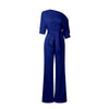 Summer Classic Women Solid Wide-leg Jumpsuit Spring One Shoudler Short Sleeve Long Playsuit Rompers With Belt Office Lady