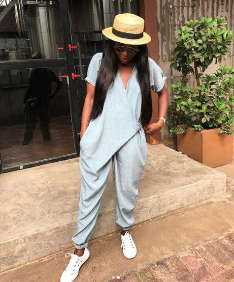 Summer Fashion Hip Hop Musician Style Loose Playsuits Women Sexy V Neck Casual Short Sleeve One Piece Jumpsuit Tracksuits