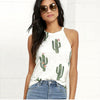 Summer Fashion Women Camis Tops Cactus Pattern Printed Sleeveless Casual Tank Top Vest Female Camis Camisole Tee HO704624