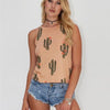 Summer Fashion Women Camis Tops Cactus Pattern Printed Sleeveless Casual Tank Top Vest Female Camis Camisole Tee HO704624