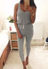 2022 Summer Low Cut Rompers Womens Jumpsuit Black Elastic Waist Sleeveless Long Pants Playsuit Strap Pocket Female Overalls