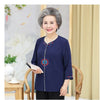 2022 Summer New Middle-Aged Women Embroidered blouse Shirt Casual Plus Size Grandma Blouse R548