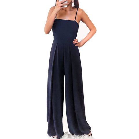 2022 Summer Rompers Womens Clothing Wide Leg Jumpsuit Sexy Romper Spaghetti Strap Backless Sleeveless Overalls Casual Streetwear