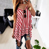 Summer Striped Blouse Shirt Women Sleeveless V Neck Casual Top Asymmetrical Hem Feminina Blusa WS9238W