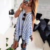 Summer Striped Blouse Shirt Women Sleeveless V Neck Casual Top Asymmetrical Hem Feminina Blusa WS9238W