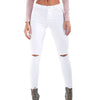 Summer Style Black White Hole Ripped Pants Women Pencil Cool Denim High Waist Pants Capris Female Skinny Casual Trousures