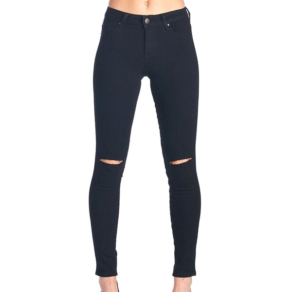 Summer Style Black White Hole Ripped Pants Women Pencil Cool Denim High Waist Pants Capris Female Skinny Casual Trousures